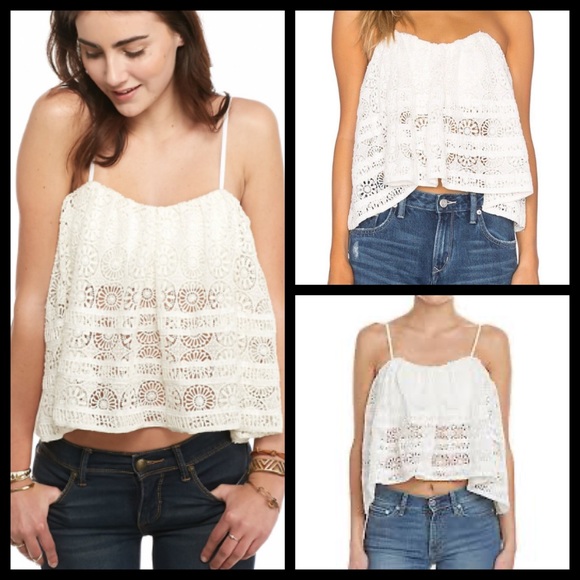 Free People Tops - Free People Crochet Lace Cropped Bandeau Blouse